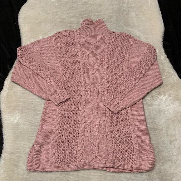 Deidre McGuire Pima Cotton Knitted Long Sleeve Pink Ireland Sweater Size Medium - Picture 2 of 7